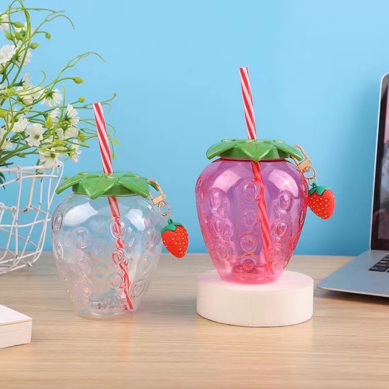 定制塑料吸管杯创意造型果汁饮料瓶环保一次性PET注塑杯便携水杯