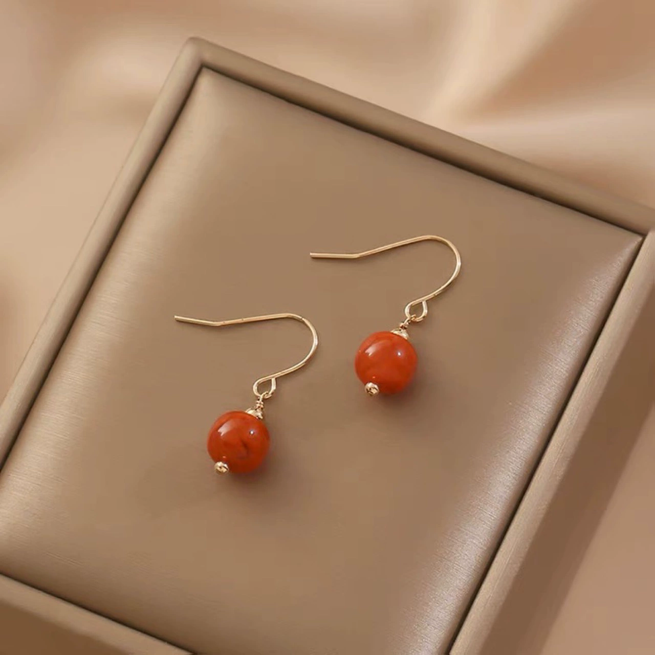 Ретро дворец натуральный южный красный агат серьги один кулон 14K сумка золотые серьги женский темперамент праздничный женский подарок