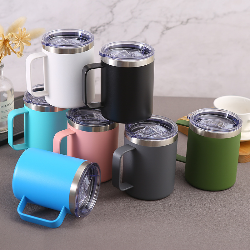 New 12oz handle mug spray fashion 304 stainless steel coffee cup insulation cold double cup gift