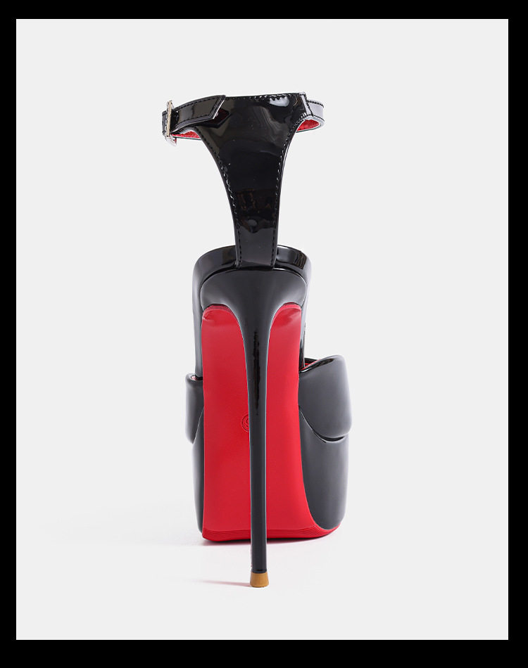 Sandal cao gót nữ hở mũi quai ngang một dây, đế cao chống thấm nước, phong cách thanh lịch — Màu be, màu đen chi tiết 24