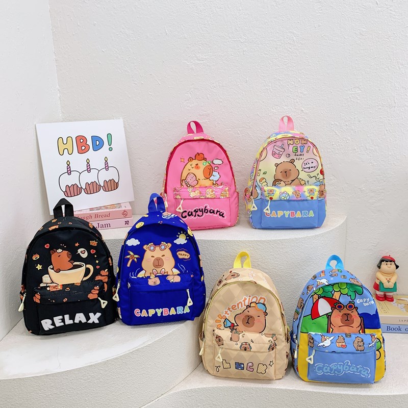 Caricatura lindas mochilas para niños y niñas bonitas mochilas para estudiantes de la escuela primaria Capibara nuevas mochilas infantiles de impresión