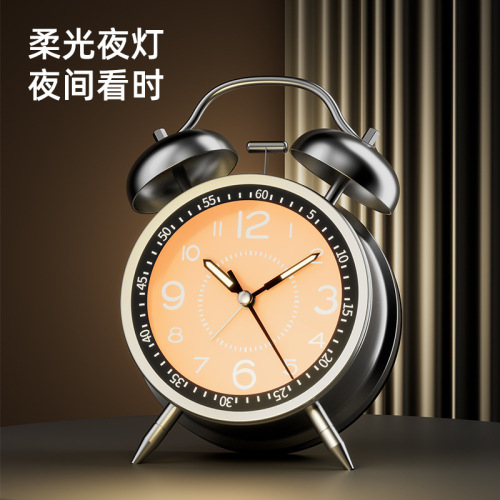 Metal ring alarm clock for students and children to wake up artifact creative mechanical small alarm clock desktop clock ornaments table
