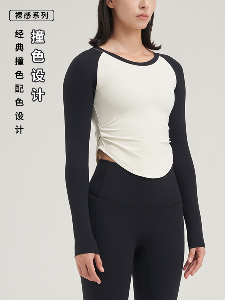 Yoga superior de manga larga de las mujeres ropa de yoga desnuda Otoño e Invierno de secado rápido ropa de fitness manga larga Camiseta corriendo capa deportiva mujeres