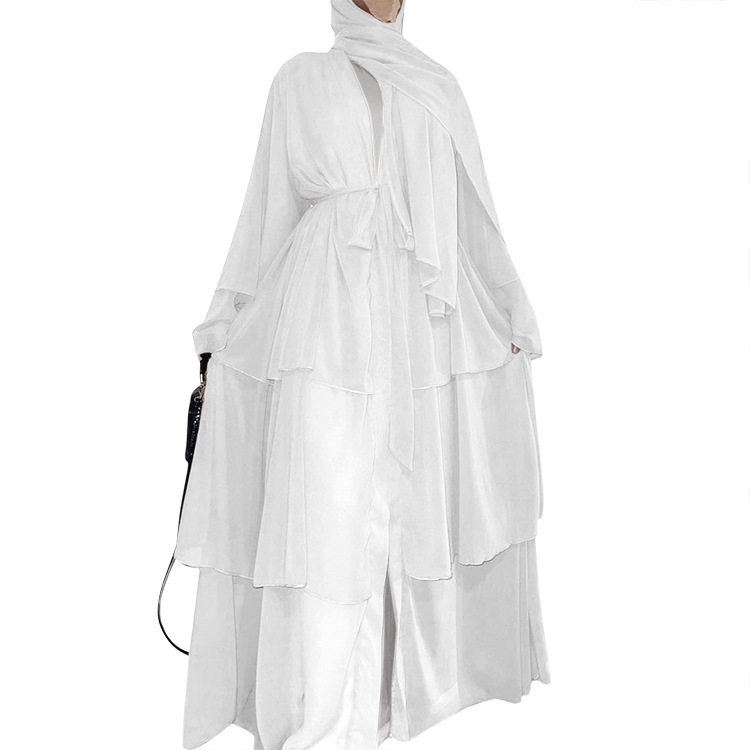 Cross-border Women's Clothing European And American Fashion Middle Eastern Style Spliced Three-layer Chiffon_ecoleips.com