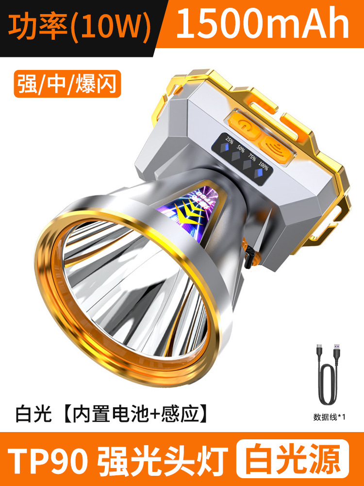 Faro de luz fuerte transfronterizo impermeable luz de trabajo montada en la cabeza solar brillante iluminación de emergencia al aire libre de alta potencia