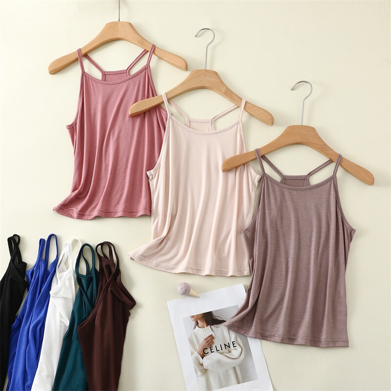 Lanjing Modal Solid Color Camisole Base Shirt Slim-Fit Soft Cool Large Size Outer Wearing Thin Shoulder Strap for Women Lanjing Modal Solid Color Camisole Base Shirt Slim-Fit Soft Cool Large Size Outer Wearing Thin Shoulder Strap for Women