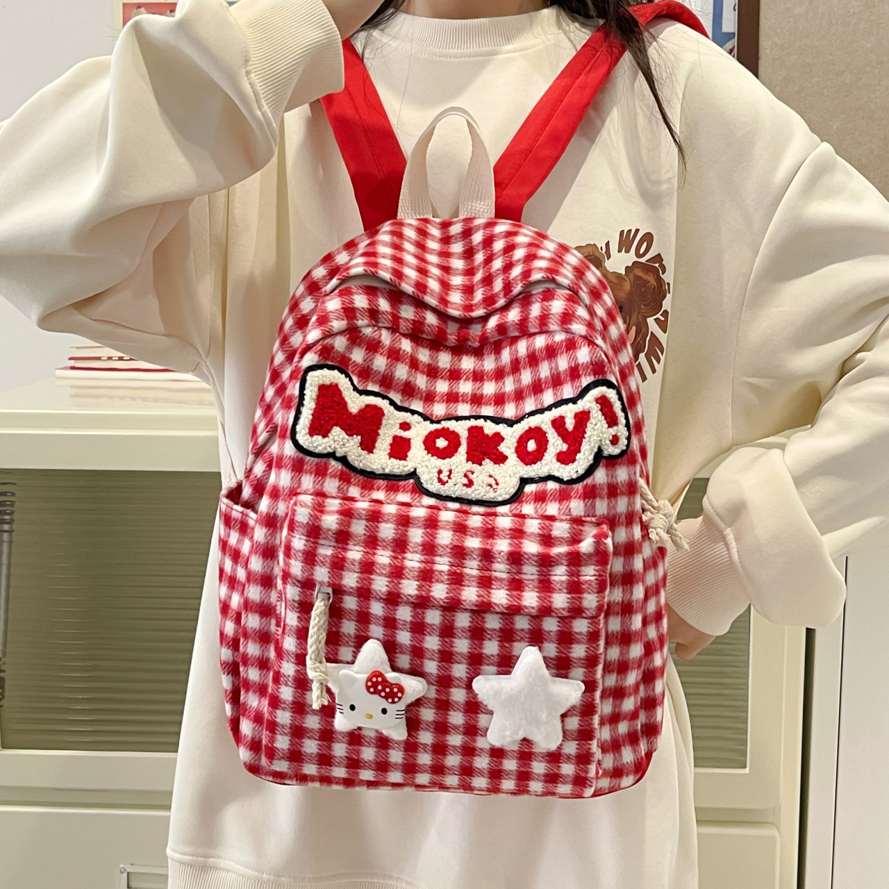 Mochila escolar para niños de dibujos animados coreanos, estudiantes de secundaria, linda mochila doble, mochila casual de moda para niñas, mochila para estudiantes