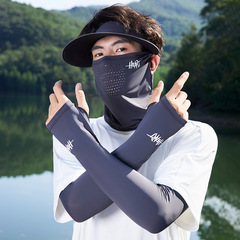 Men's Sun Protection Mask Cooling Ice Silk Face Cover Summer Outdoor Full Face UV Shield Neck Cover Set