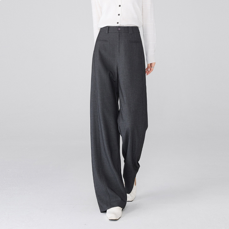 [Spring new] gray suit pants women's 2025 high-end sense of drape high waist narrow casual straight pants 2562