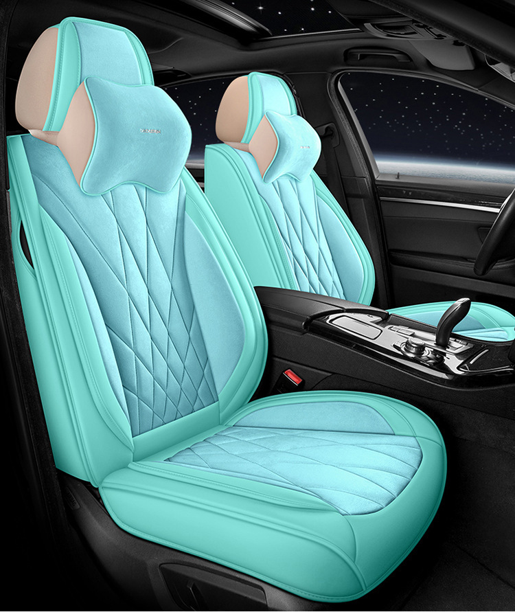 Five-Seater Universal Suede Leather Car Seat Cushion, Fully Enclosed, Wear-Resistant and Comfortable, Universal Car Seat Cover for All Seasons