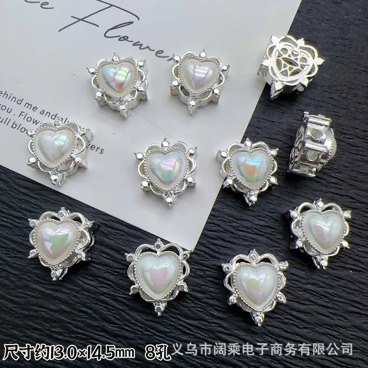 マイクロ象嵌ジルコニウムダイヤモンドマルチカラーピーチハートラブ8穴ビーズリング表面DIYビーズブレスレットネックレスジュエリーアクセサリー