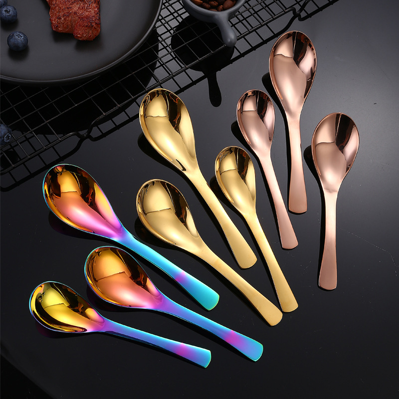 Fábrica al por mayor 304 cuchara de corte de acero inoxidable cuchara de fondo redondo cuchara de arroz cuchara de hogar chino espejo cuchara de sopa brillante