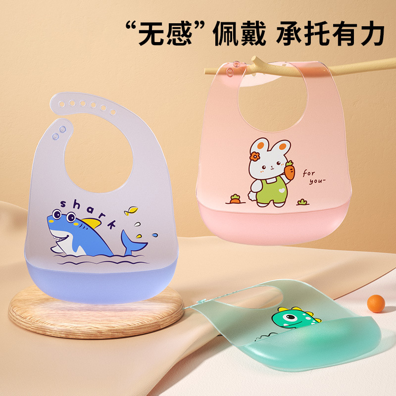 Children's waterproof three dimensional light and thin bib for food