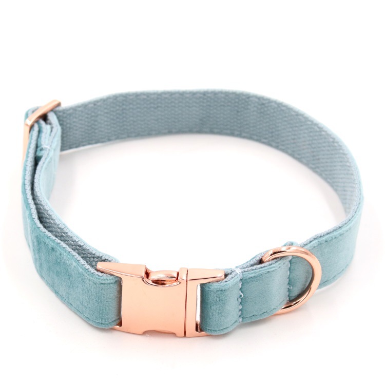 133g Weight Simple Style Velvet Pet Bow Rose Gold Full Metal Buckle Dog Collar