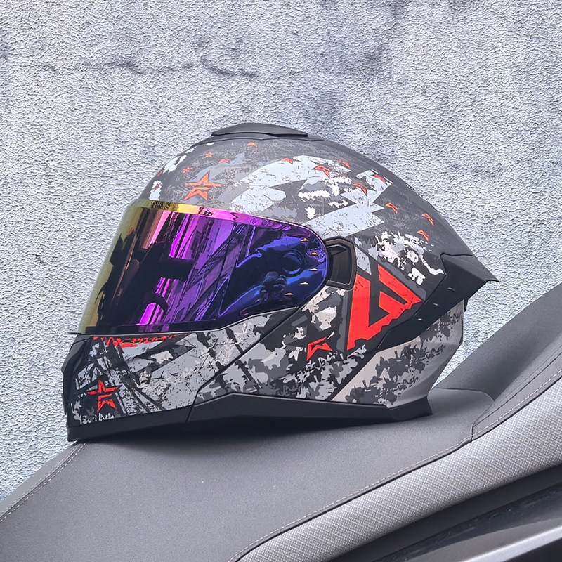 LVS3C certificado casco de motocicleta estándar nacional para hombres y mujeres casco de cara a cara casco de locomotora de verano seguridad general de cuatro estaciones