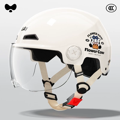 Battery Motorcycle Helmet, Motosiklet kaskı (dəbilqə) - 3c-flower-cow-hd-short-lens-class-a-new-national-standard-one-size-fits-all