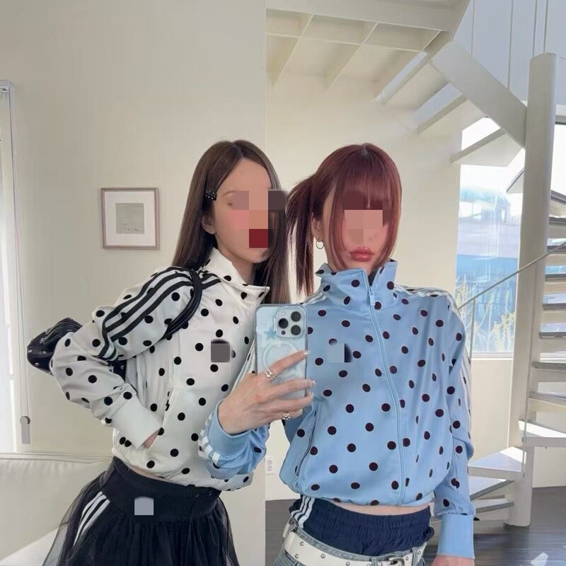 Women's Off-White Black Polka Dot Sports Jacket, Outdoor Lightweight Style, New Summer Model, Korean Style Sports Striped Jacket Women's Off-White Black Polka Dot Sports Jacket, Outdoor Lightweight Style, New Summer Model, Korean Style Sports Striped Jacket