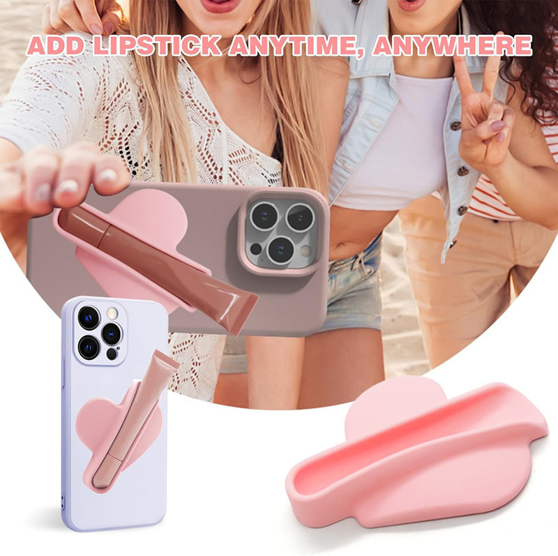 Estuche de silicona para lápiz labial con diseño de amor transfronterizo, soporte para lápiz labial con pegamento 3M, estuche para teléfono móvil, soporte portátil para brillo labial, venta al por mayor.