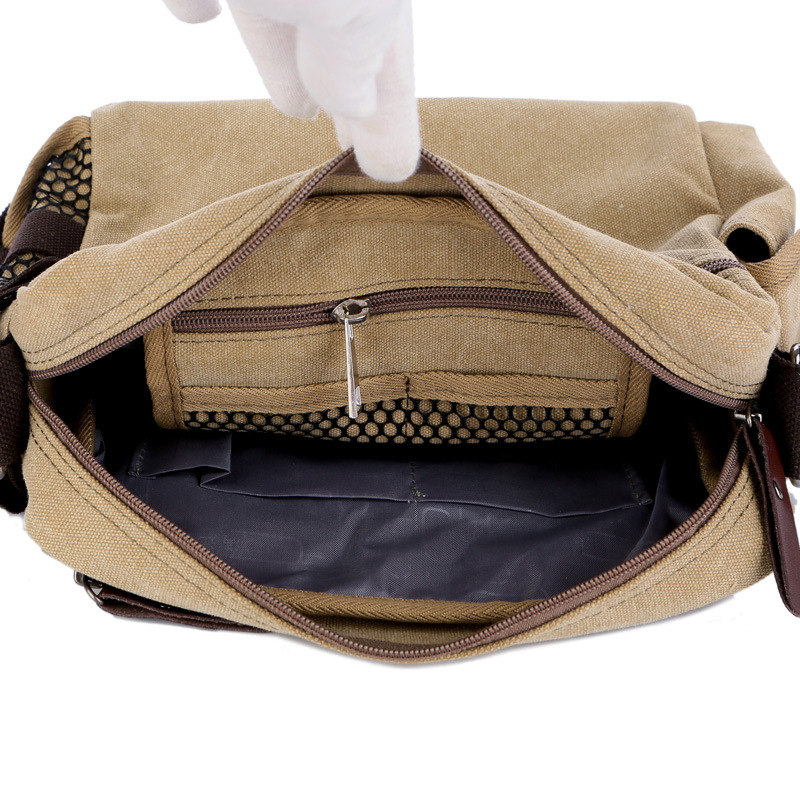 New Manjianghong Multifunctional Men's Canvas Bag Casual Bag All-match Retro Shoulder Bag Small Bag Crossbody Bag Wholesale