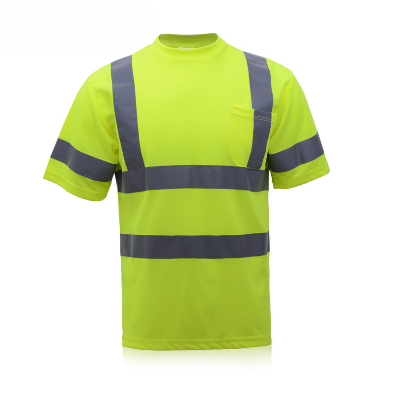 SFVest secado rápido camiseta transpirable chaleco de seguridad reflectante polo fluorescente amarillo ropa de trabajo 3M ropa reflectante mangas cortas