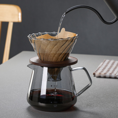 American hand brewed glass coffee pot smoke gray sharing pot coffee pot set V60 filter cup filter