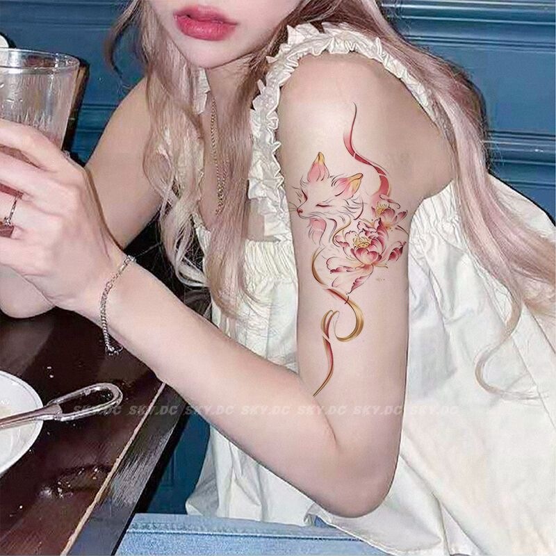 Fortune Fox Golden Lotus New Chinese Style Tattoo Sticker High-End Tattoo Waterproof and Sweatproof Tattoo Artist Collaboration Edition Fortune Fox Golden Lotus New Chinese Style Tattoo Sticker High-End Tattoo Waterproof and Sweatproof Tattoo Artist Collaboration Edition