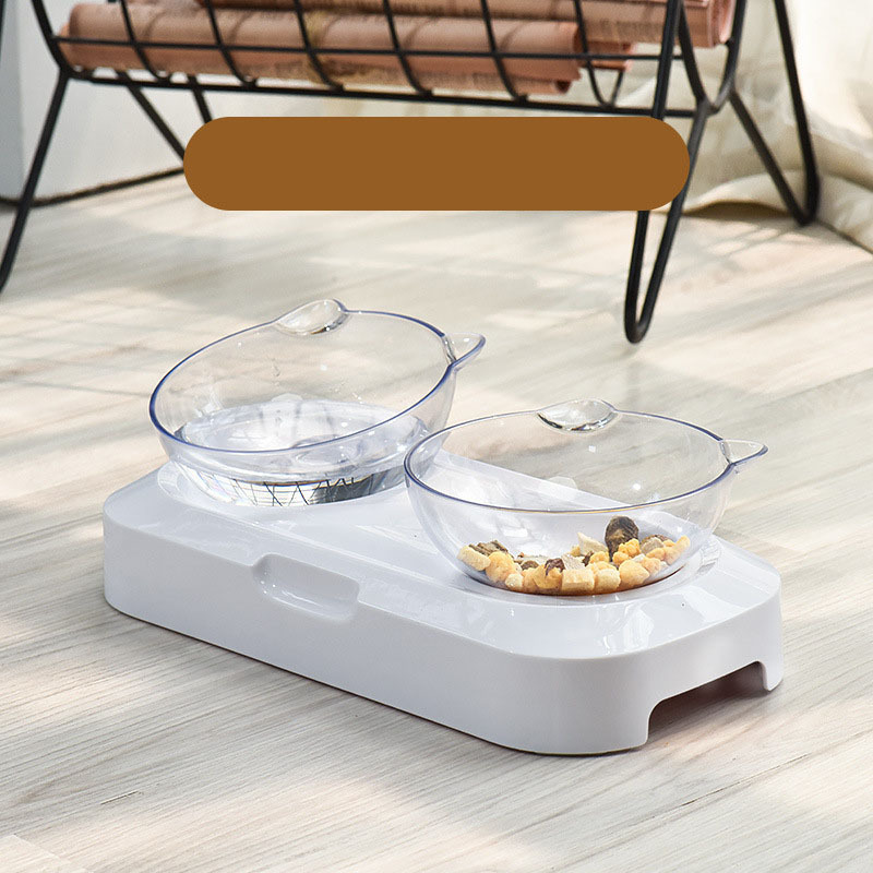 Прозрачная двойная миска с кошачьим и собачьим кормушением для питомца Pet Bow