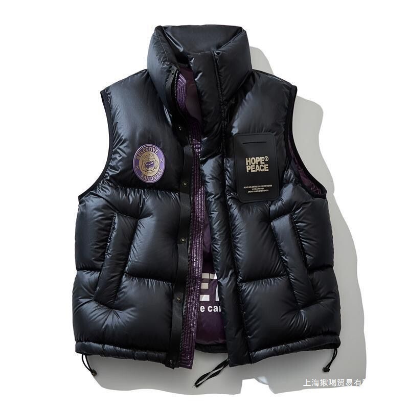 (120g White Duck down) American Style Winter Vest with Velcro, down Vest for Men and Women, Thickened Stand Collar down Jacket Trend (120g White Duck down) American Style Winter Vest with Velcro, down Vest for Men and Women, Thickened Stand Collar down Jacket Trend