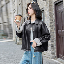 2025品牌秋季新款翻领显瘦绵羊短款皮衣外套女休闲气质时尚夹克女