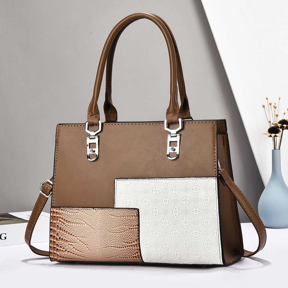 Bolsos de mujer, bolsos de moda de comercio exterior, bolsos de mensajero de estilo europeo y americano de gran capacidad, bolsos de hombro de textura de alta calidad