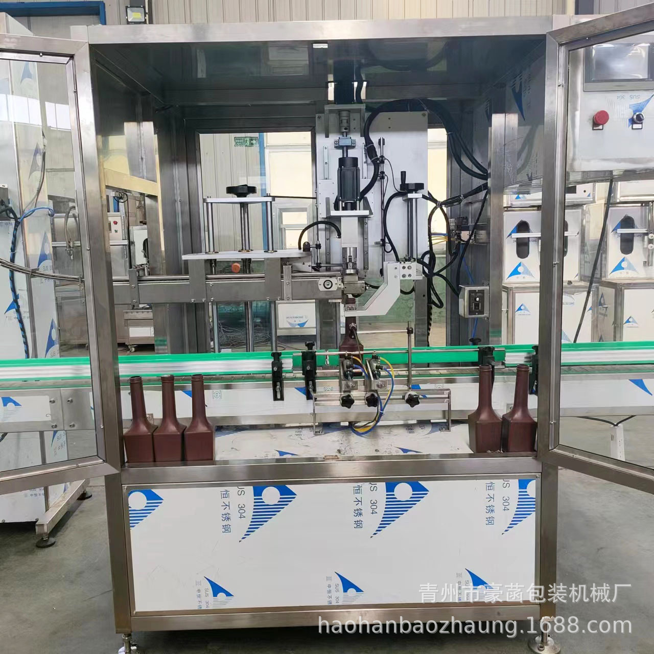 全自动直线式伺服跟踪旋盖机 洗洁精自动旋盖机 拧盖机流水线设备