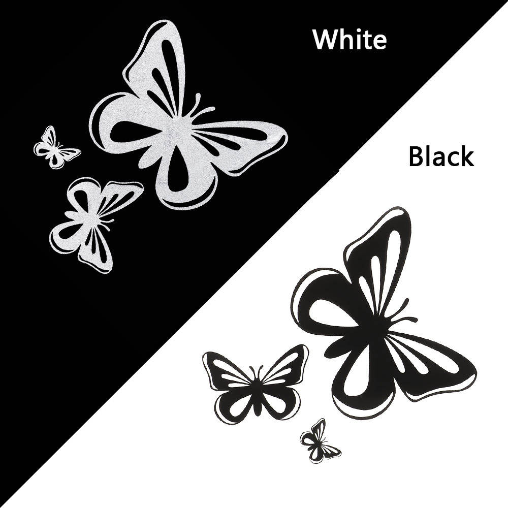 外贸跨境批发 时尚蝴蝶车贴 Butter反光个性蝶恋花灯眉引擎盖车贴