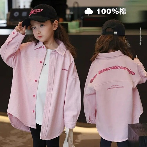 Women's Cowboy Jacket Spring and Autumn 2025 New Children's Casual Spring Outfit Korean Version for Middle and Large Children Shirt Denim Coat Stylish