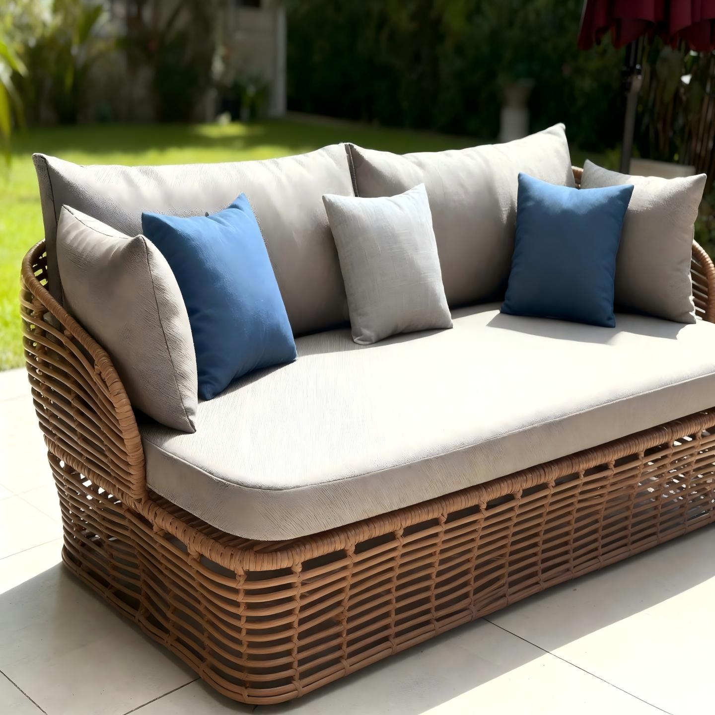 Outdoor sofa, courtyard garden, outdoor waterproof and sun-resistant wicker furniture, hotel and guesthouse leisure wicker chairs, cross-border living room furniture
