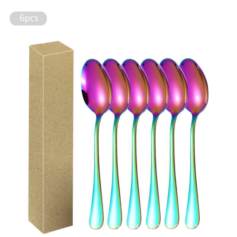 1010 Acero inoxidable 6 paquetes Cuchillo de mesa Cuchillo de carne Cuchara de comida occidental Cuchara Cuchara de postre Juego de vajilla de alta gama para hotel