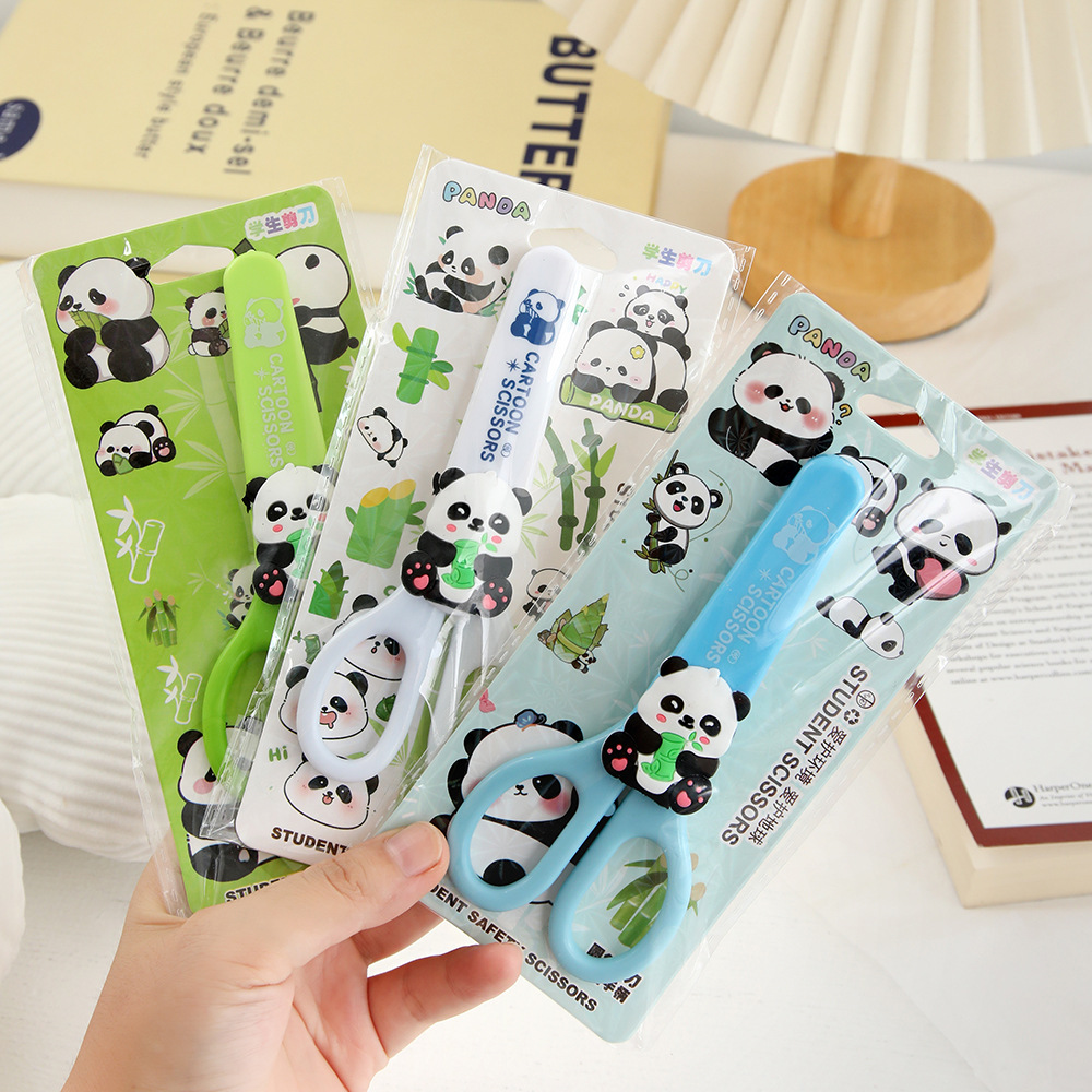 Tijeras panda de dibujos animados de alto valor facial tijeras de acero inoxidable tijeras de estudiantes herramientas de corte de papel DIY suministros creativos de estudiantes