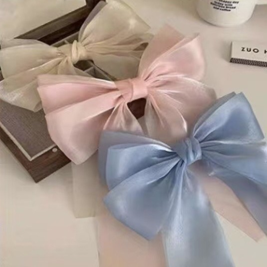 超仙甜美公主髮夾簡約網紗蝴蝶結髮飾  bling 超仙彈簧夾發卡髮飾