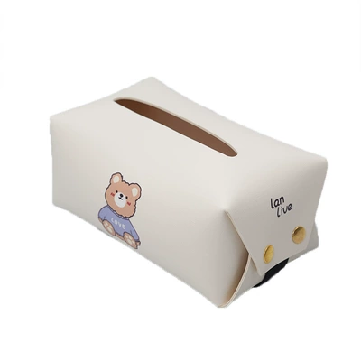Creative Cute Car Tissue Box Leather Seat Hanging Multifunctional Paper Box Cartoon Car Interior Supplies (Car tissue box/set) - leather-folding-tissue-box-sitting-bear