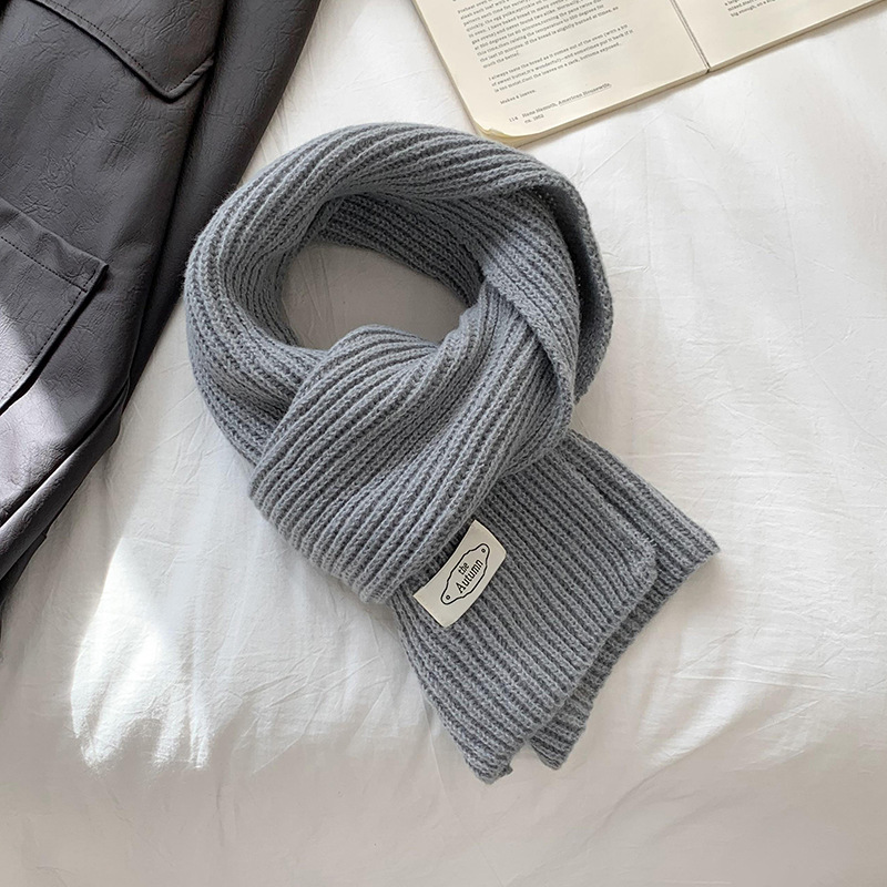 Bufandas de color sólido para mujeres 2025 invierno coreano interior de punto caliente antifrío etiquetado pareja escolares moda