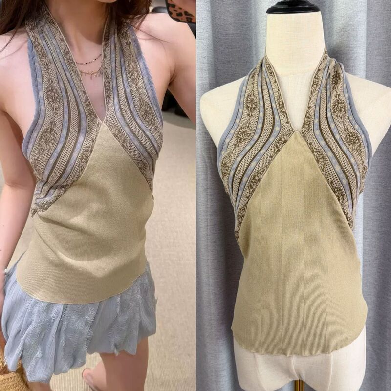 In Stock/26 New Spring/Summer Products/Gama Avenue Knitted Cross Halter Top + Shorts Set In Stock/26 New Spring/Summer Products/Gama Avenue Knitted Cross Halter Top + Shorts Set