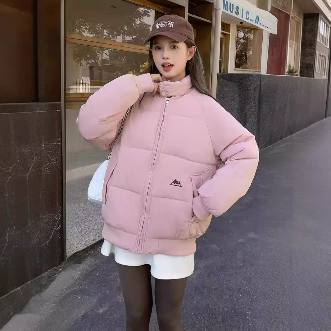 2024 otoño y invierno surcoreano Dongdamen nuevo temperamento de moda ropa de algodón de algodón de cuello vertical ropa de algodón de mujer abrigo corto image 1