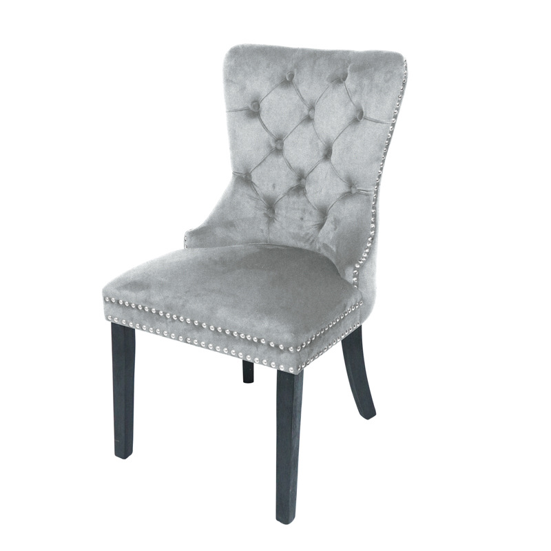 Silla de comedor de hotel de tela de estilo europeo silla de madera maciza de respaldo suave bolsa respaldo hebilla occidental restaurante comedor Silla de ocio al por mayor