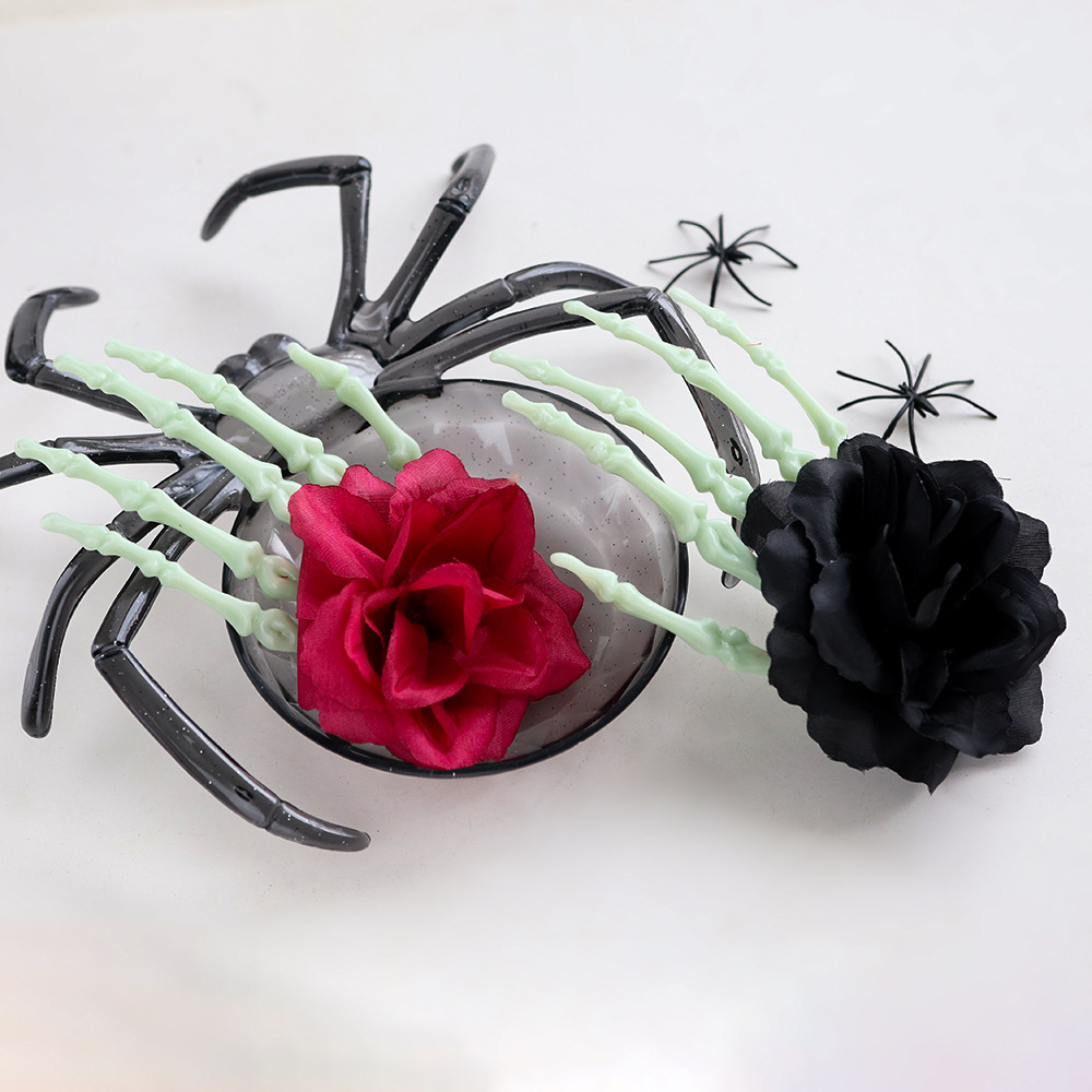 Halloween cráneo mano garra esqueleto decoración fantasma Festival horror decoración apoyos con flor colgante de plástico juguete fantasma mano