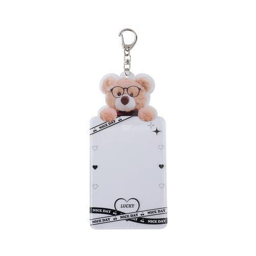 Japanese and Korean Cartoon Bear PVC Transparent Card Holder Girl Card Meal Card Protective Cover Celebrity Photo Storage Bag Pendant