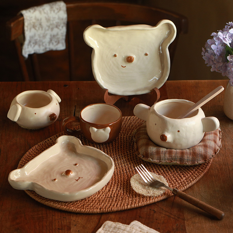 Original Ceramic Tableware Set, Cute, Exquisite, Cute, Healing, Creative, One-Person Meal, Family Size, Ritual Ins