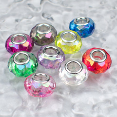 跨境潘家15mm透明AB馬貝鍍彩鑲邊切面算盤珠車輪隔珠diy飾品配件