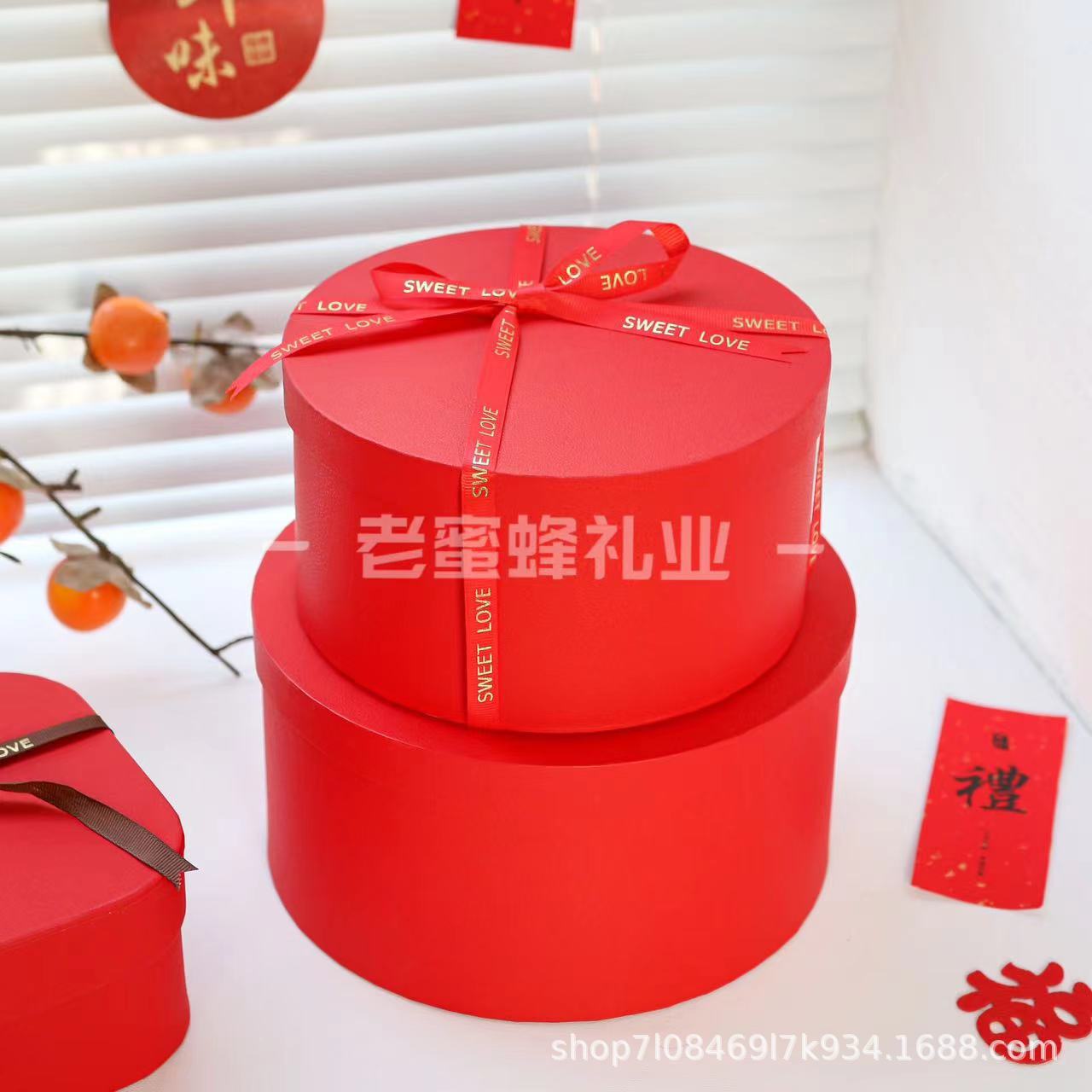円形牛革紙箱円形お土産箱ギフトボックスクリスマス包装箱ビスケット焙煎包装