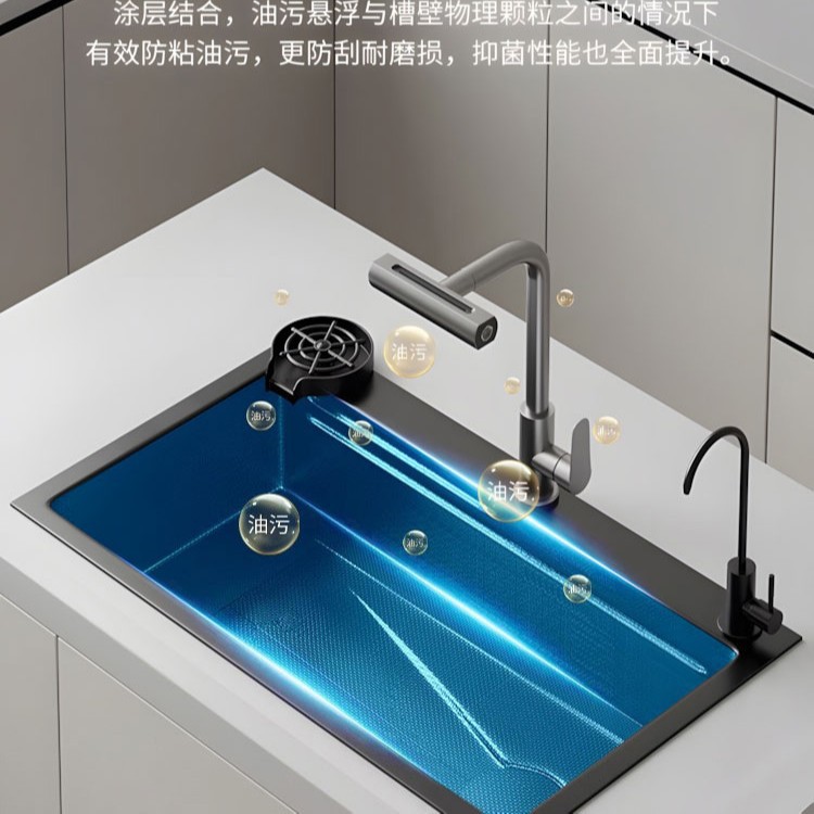 Granos de mijo granos de un solo tanque fregadero 4MM grueso multifuncional lavabo lavavajillas fregadero de cocina de acero inoxidable 304