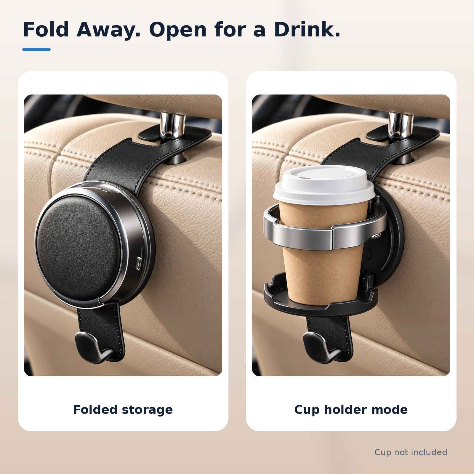 Car door cup holder, foldable cup holder for car interiors, multifunctional storage and expansion shelf, beverage and cup holder