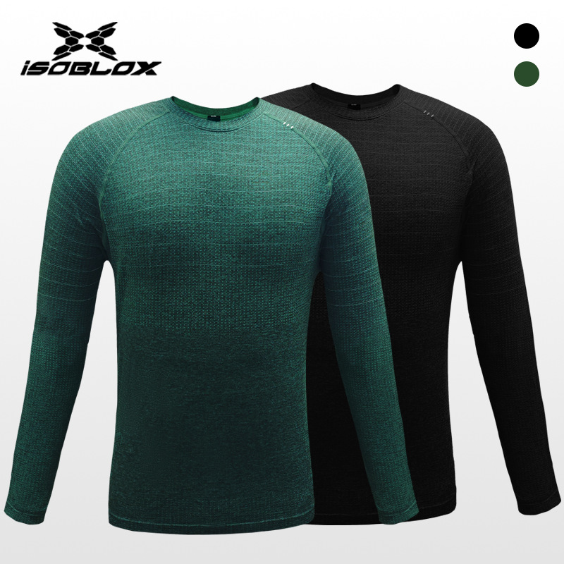 新款反光纱户外速干跑步健身长袖T恤男秋季薄款宽松百搭运动上衣